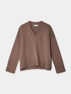 Online White + Warren organic cotton oversized v neck Mocha
