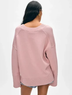 Best White + Warren organic cotton oversized v neck Blush