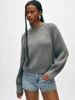 Fashion White + Warren organic cotton plaited crewneck Stone