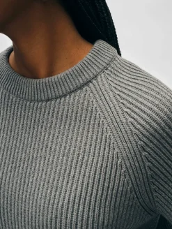 Fashion White + Warren organic cotton plaited crewneck Stone