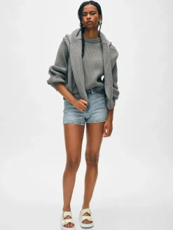 Fashion White + Warren organic cotton plaited crewneck Stone