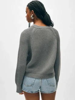Fashion White + Warren organic cotton plaited crewneck Stone