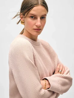 Discount White + Warren organic cotton plaited crewneck Blush/Ecru