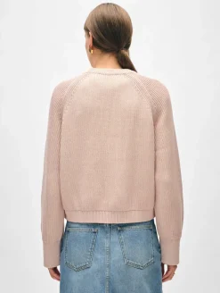 Discount White + Warren organic cotton plaited crewneck Blush/Ecru