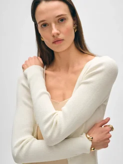 Fashion White + Warren organic cotton ribbed cardigan White