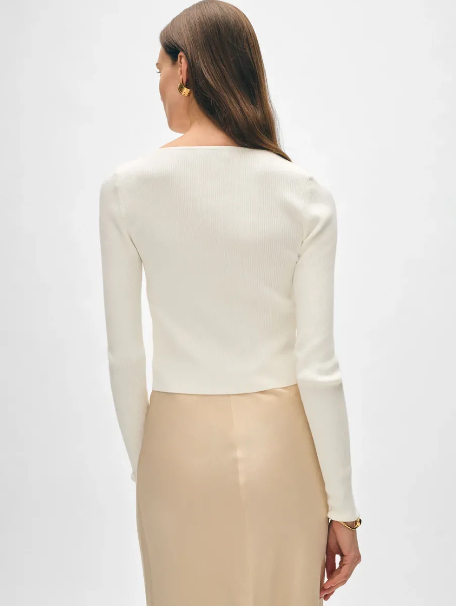 Fashion White + Warren organic cotton ribbed cardigan White