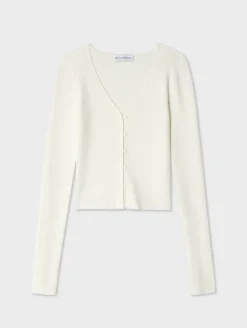 Fashion White + Warren organic cotton ribbed cardigan White