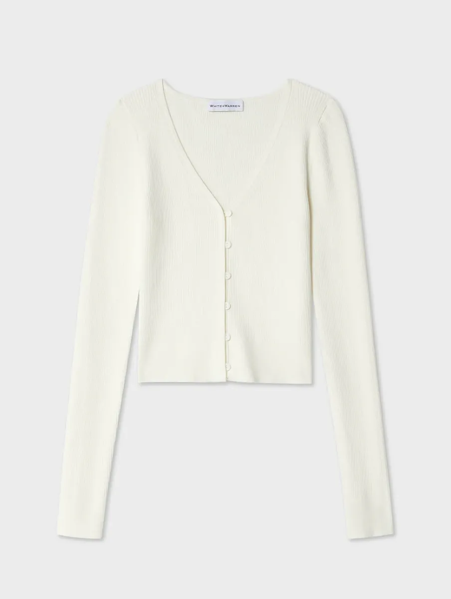 Fashion White + Warren organic cotton ribbed cardigan White