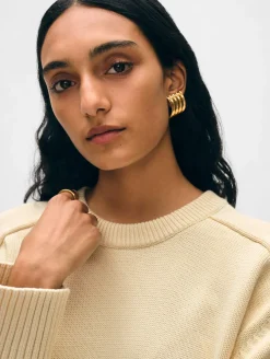 Clearance White + Warren organic cotton saddle sleeve crewneck Ecru