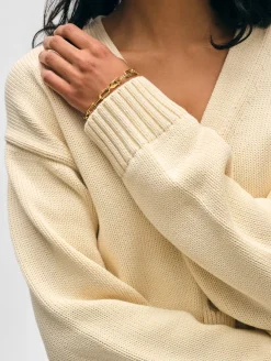 Hot White + Warren organic cotton v neck cardigan Ecru