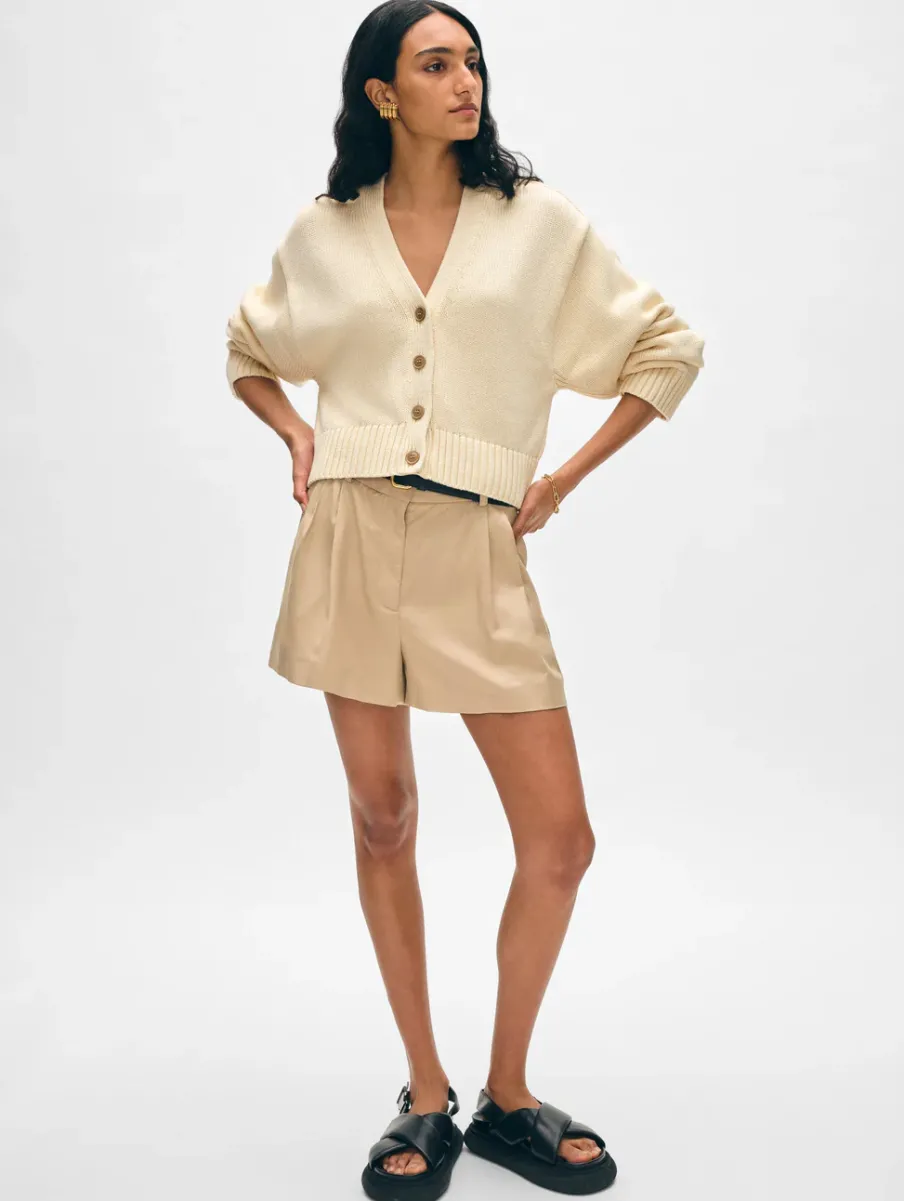 Hot White + Warren organic cotton v neck cardigan Ecru