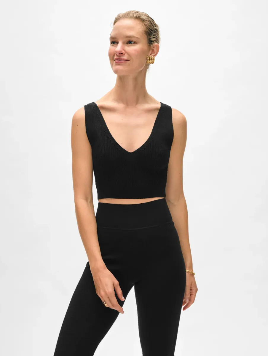 Best White + Warren superfine merino bralette Black