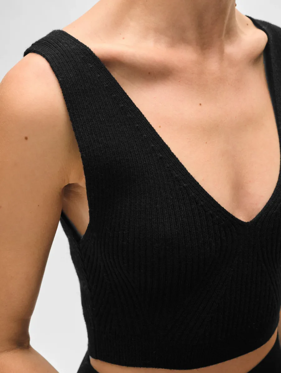 Best White + Warren superfine merino bralette Black