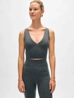 Online White + Warren superfine merino bralette AshGreyHeather
