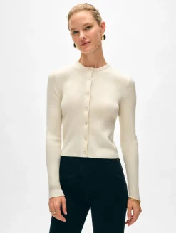 Hot White + Warren superfine merino cardigan Ivory