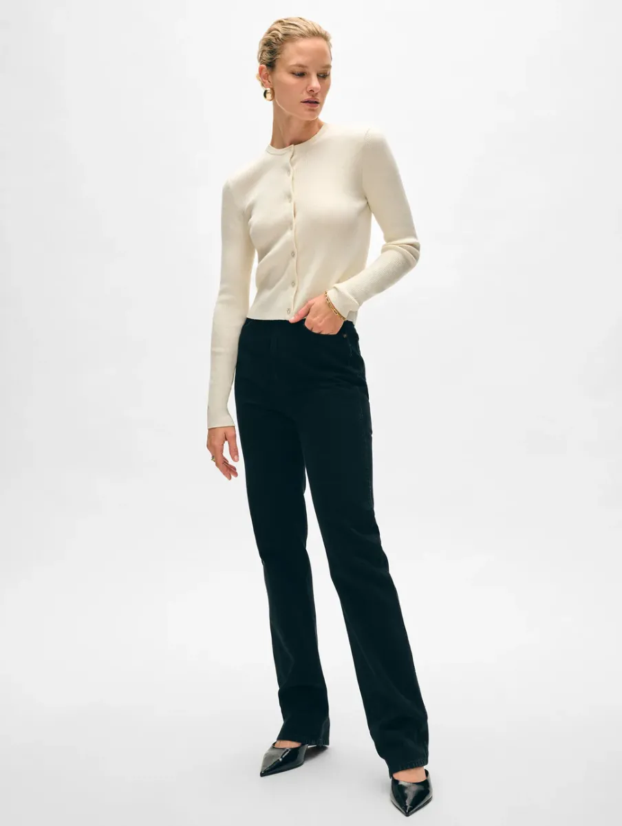 Hot White + Warren superfine merino cardigan Ivory