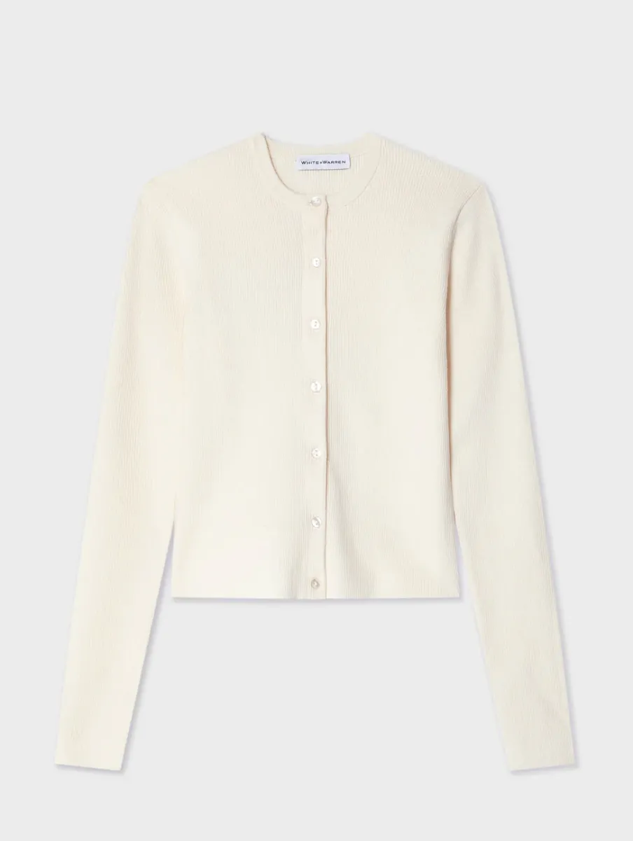 Hot White + Warren superfine merino cardigan Ivory