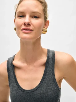 Hot White + Warren superfine merino ribbed tank AshGreyHeather