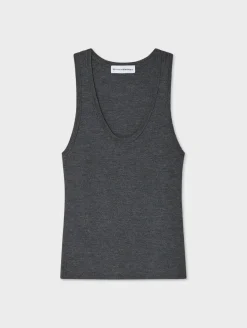 Hot White + Warren superfine merino ribbed tank AshGreyHeather