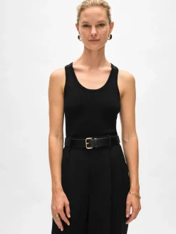 Clearance White + Warren superfine merino ribbed tank Black