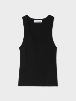 Discount White + Warren superfine merino ribbed tank Black