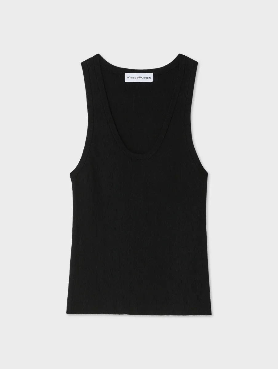 Discount White + Warren superfine merino ribbed tank Black