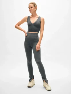 New White + Warren superfine merino zip leggings AshGreyHeather