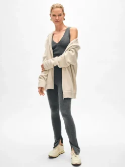 New White + Warren superfine merino zip leggings AshGreyHeather