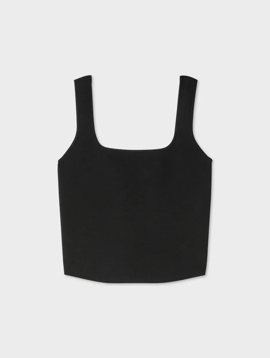 New White + Warren superfine organic cotton tank Black