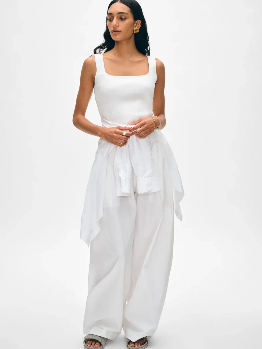New White + Warren superfine organic cotton tank White