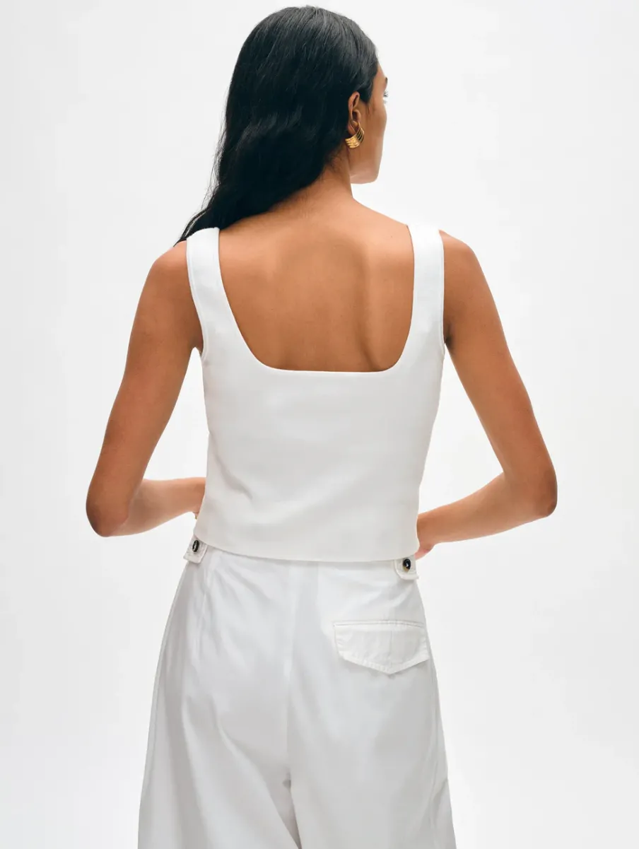 New White + Warren superfine organic cotton tank White