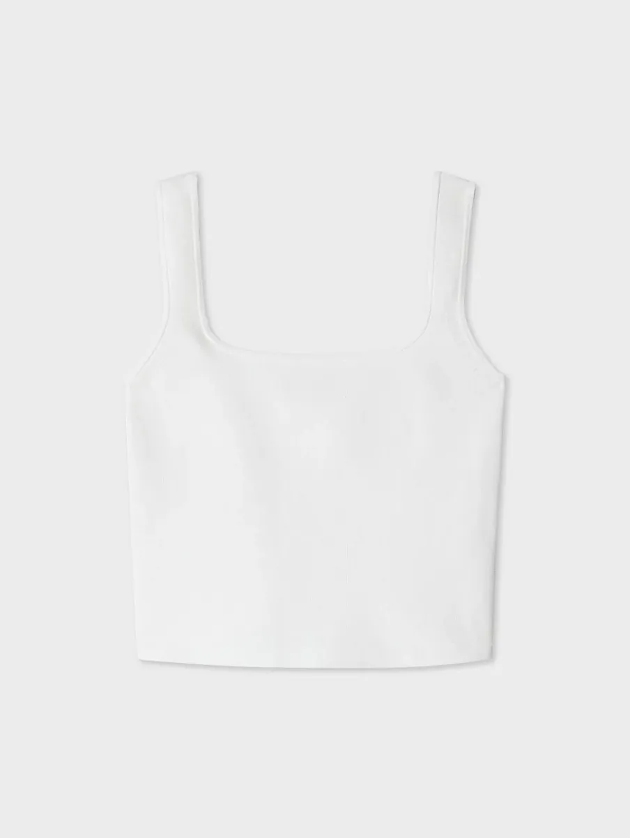 New White + Warren superfine organic cotton tank White