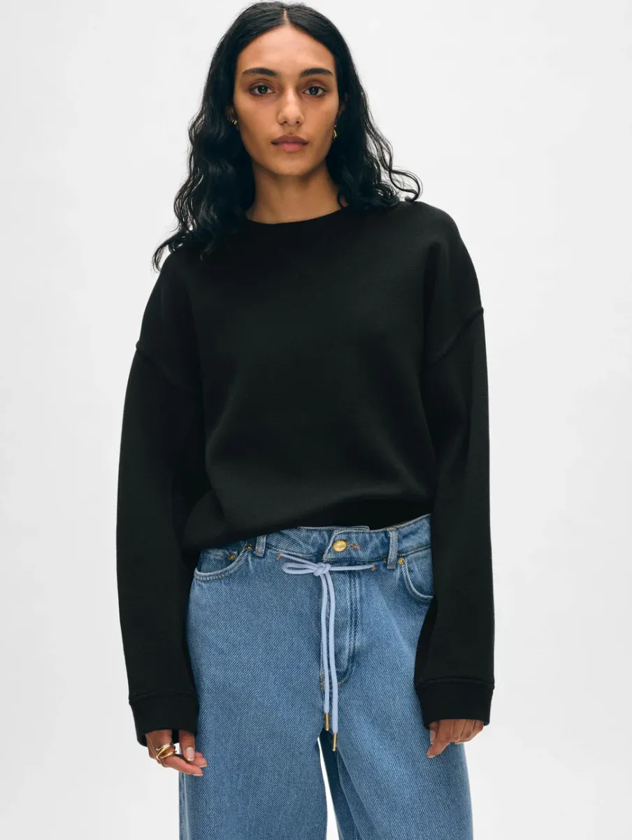 Sale White + Warren superfine organic cotton sweatshirt Black