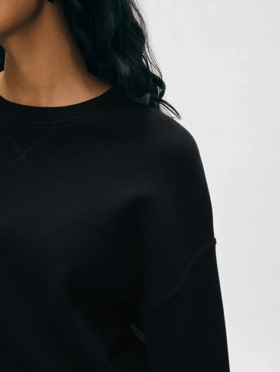 Sale White + Warren superfine organic cotton sweatshirt Black