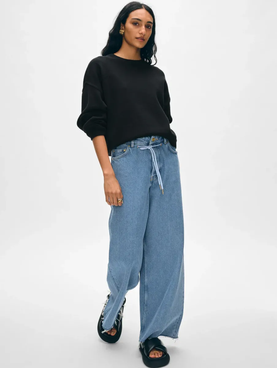 Sale White + Warren superfine organic cotton sweatshirt Black