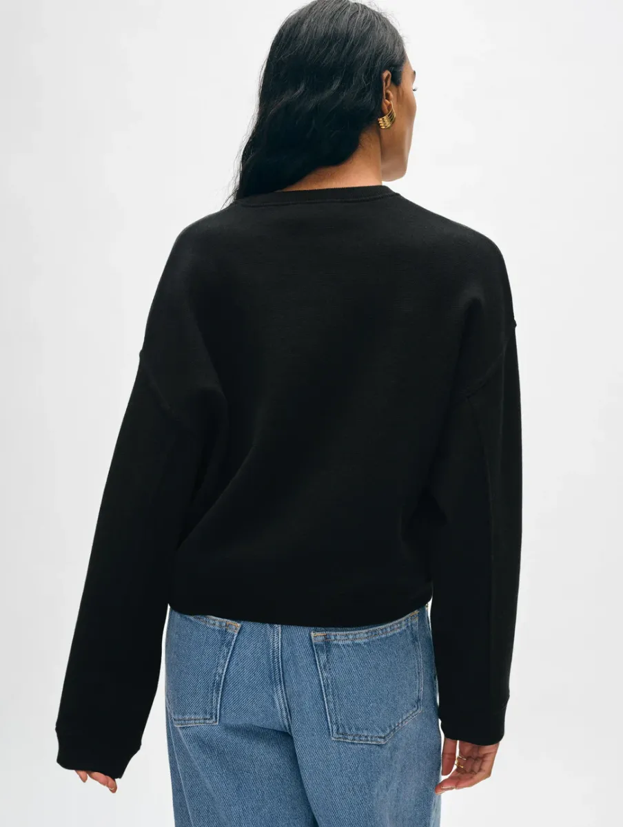 Sale White + Warren superfine organic cotton sweatshirt Black