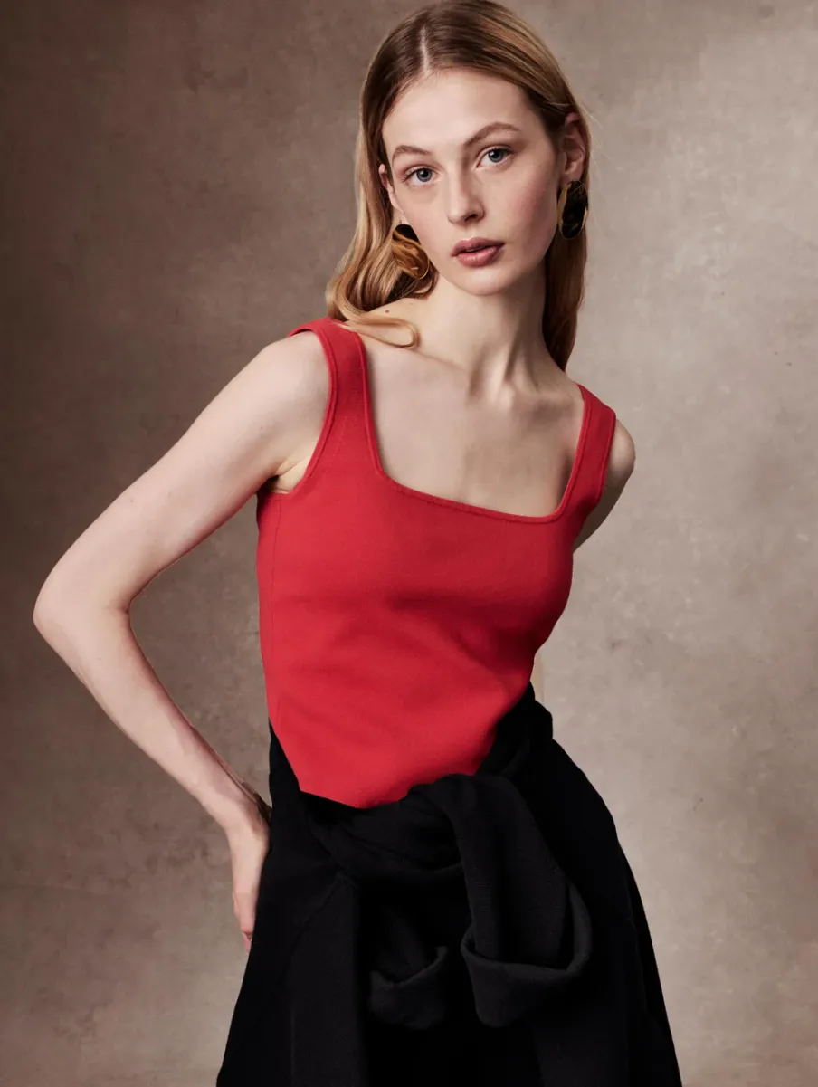 New White + Warren superfine organic cotton tank RedCarnelian