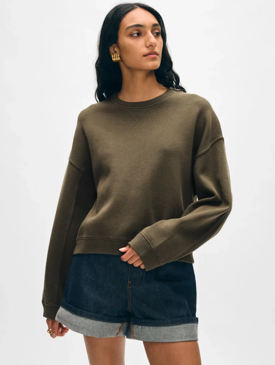 Online White + Warren superfine organic cotton sweatshirt DarkSage