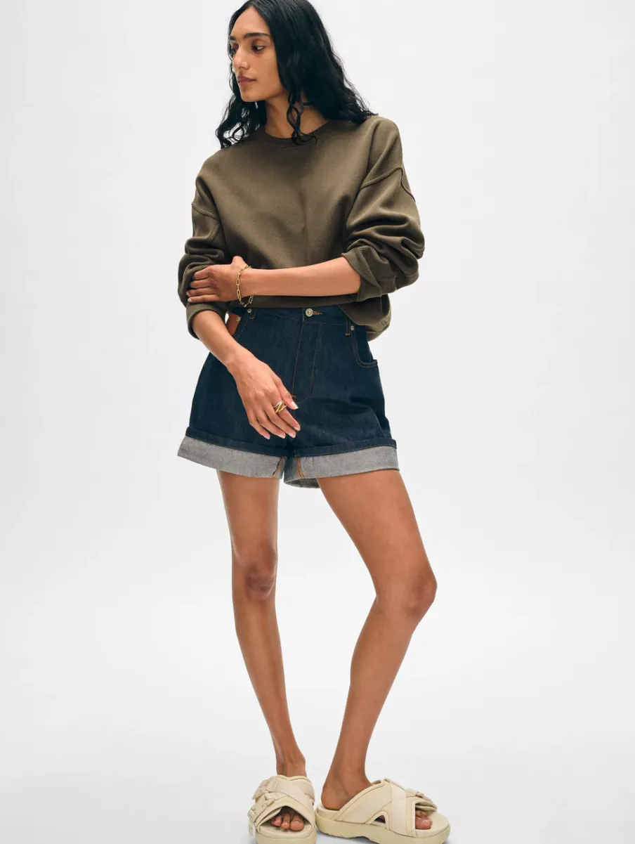 Online White + Warren superfine organic cotton sweatshirt DarkSage