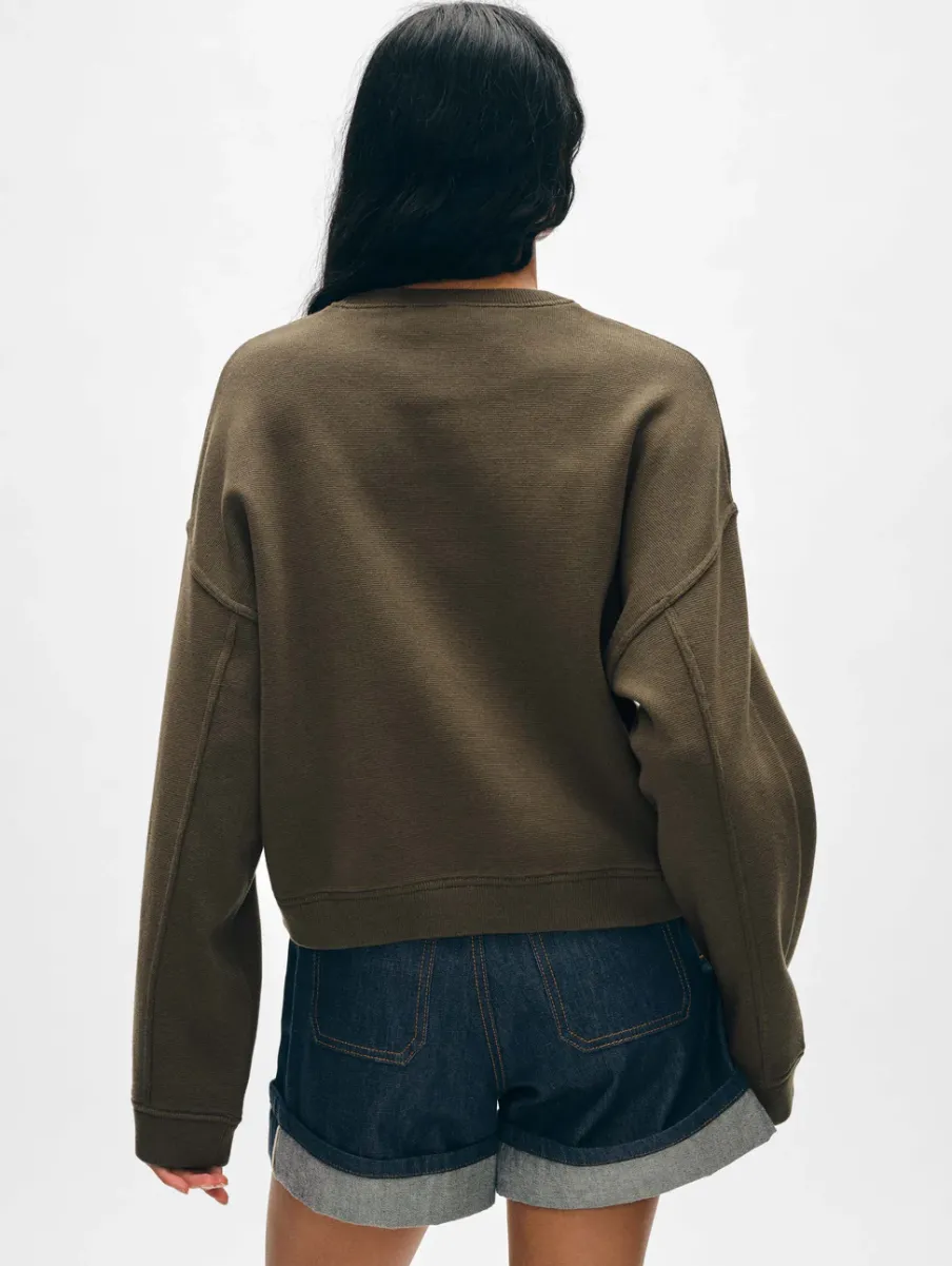 Online White + Warren superfine organic cotton sweatshirt DarkSage