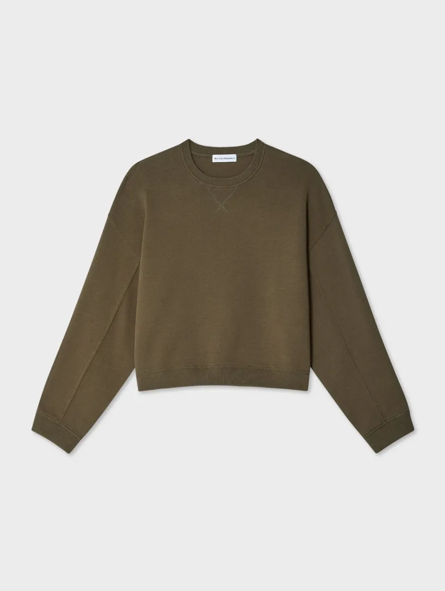 Online White + Warren superfine organic cotton sweatshirt DarkSage
