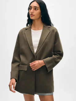 Sale White + Warren superfine organic cotton oversized blazer DarkSage