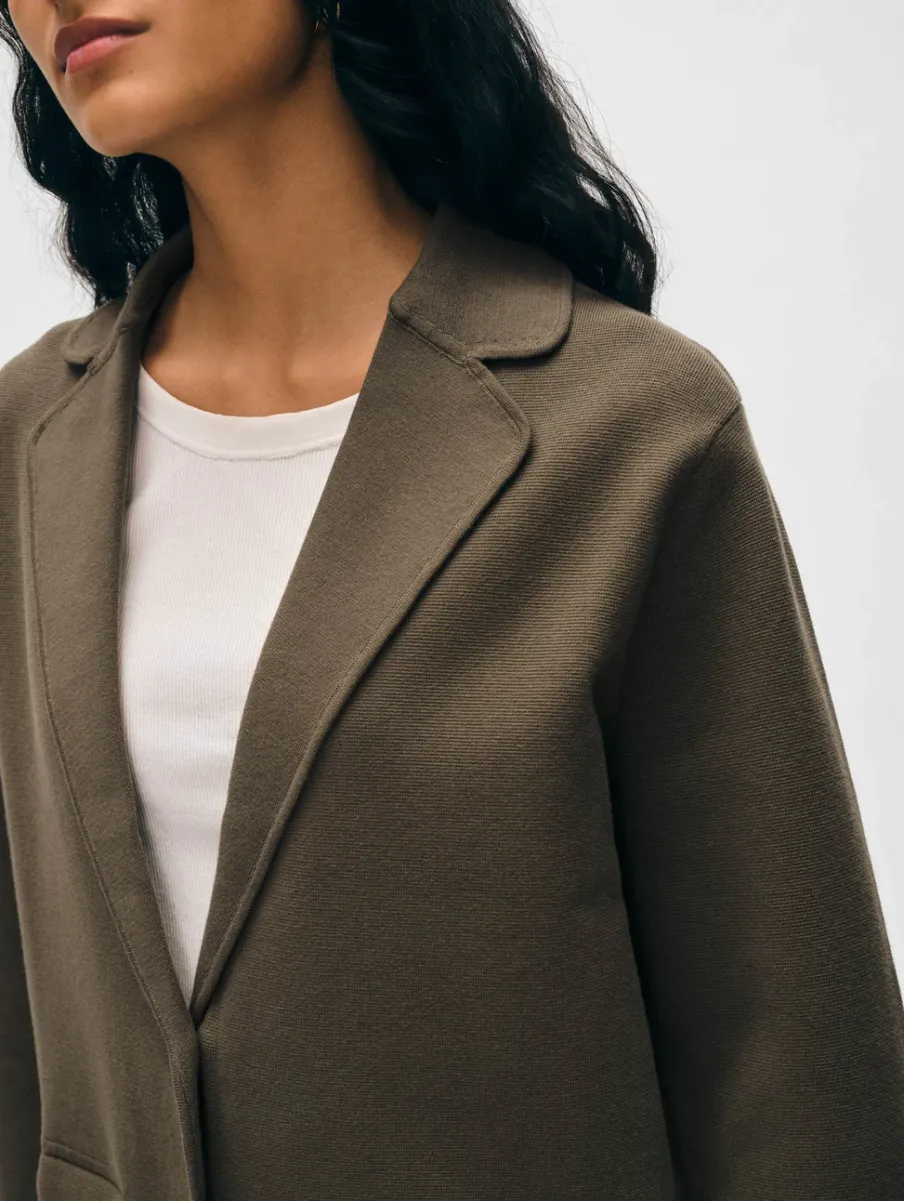 Sale White + Warren superfine organic cotton oversized blazer DarkSage