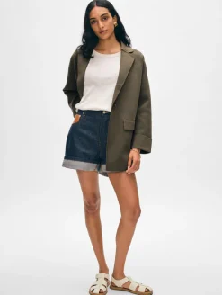 Sale White + Warren superfine organic cotton oversized blazer DarkSage