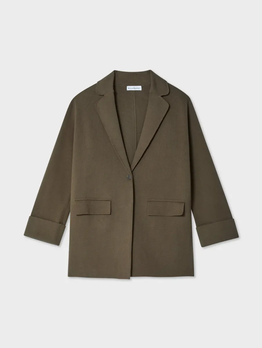 Sale White + Warren superfine organic cotton oversized blazer DarkSage
