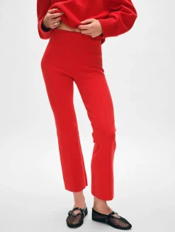 Clearance White + Warren superfine organic cotton kick flare pant RedCarnelian