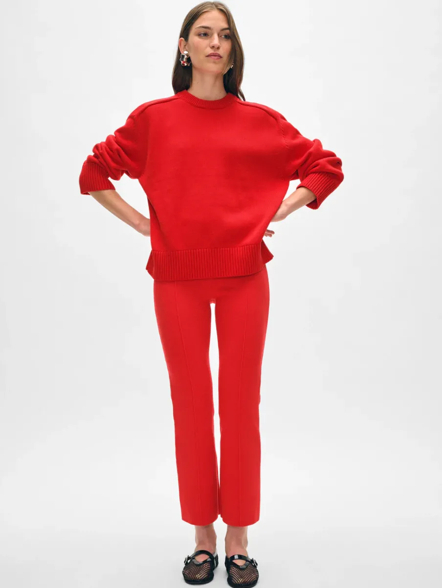 Clearance White + Warren superfine organic cotton kick flare pant RedCarnelian