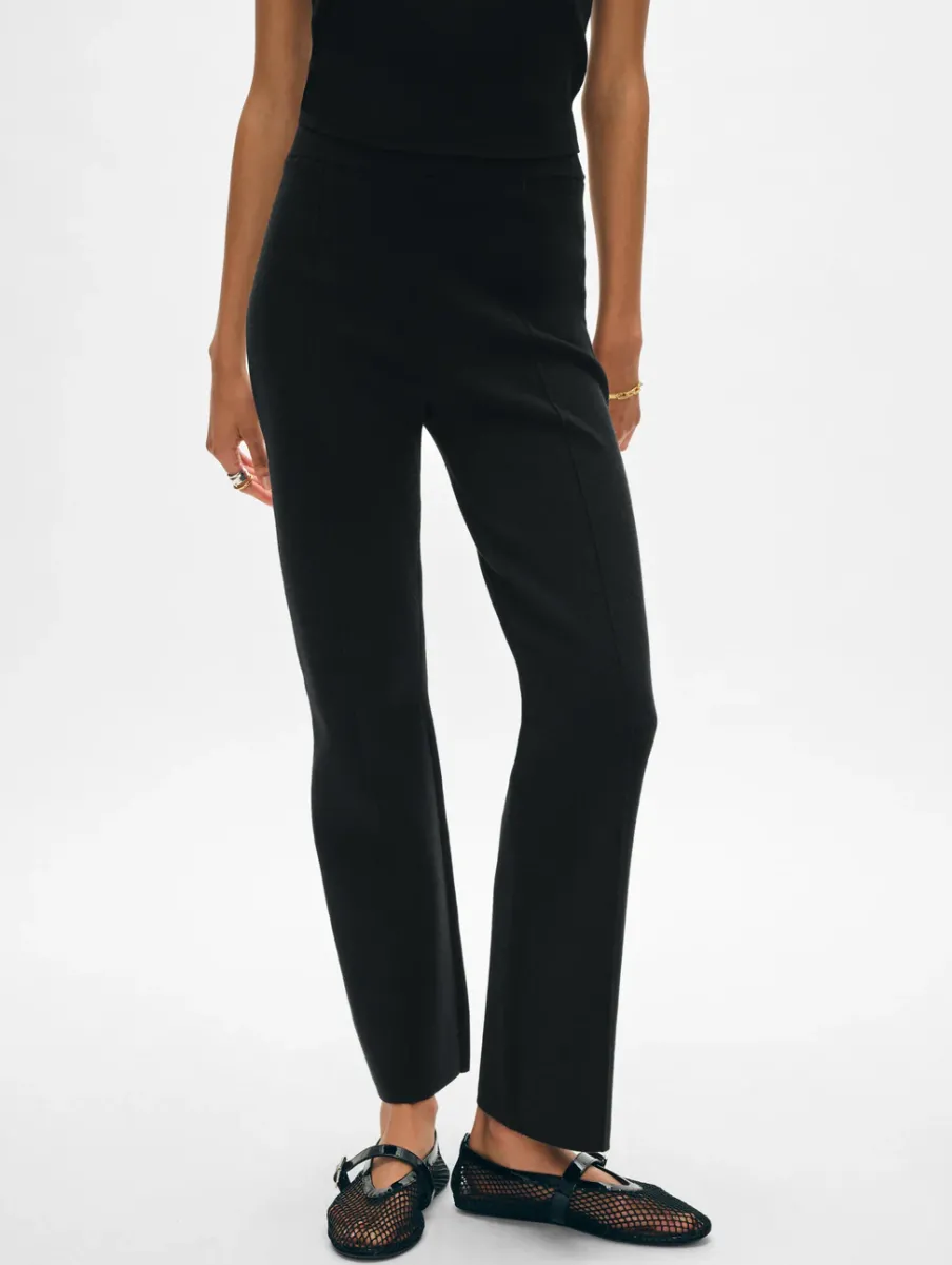 Online White + Warren superfine organic cotton kick flare pant Black