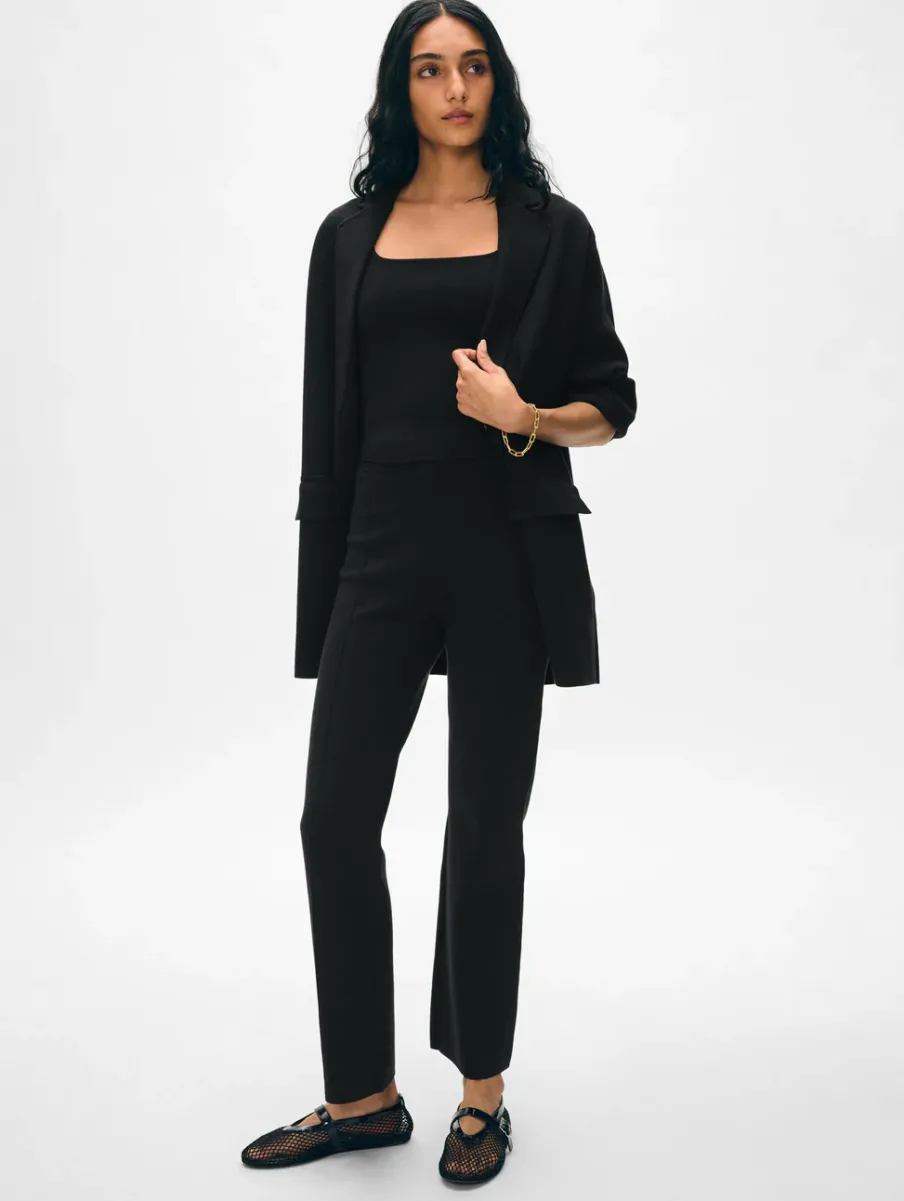 Online White + Warren superfine organic cotton kick flare pant Black