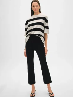 Online White + Warren superfine organic cotton kick flare pant Black